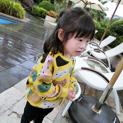 Ежедневна детска блуза за момичета в жълт и сив цвят 