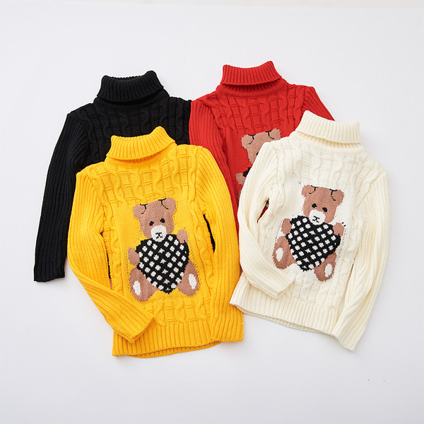 Χειμερινό πουλόβερ για παιδιά με πόλο και κεντήματα - έχει πολλά χρώματα