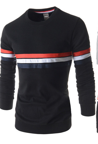 Ανδρική Casual μπλούζα με έγχρωμες λωρίδες σε μαύρο και γκρι χρώμα
