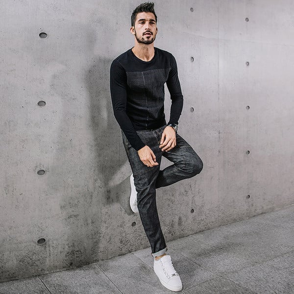 Lezser férfi hosszú ujjú fekete blúz