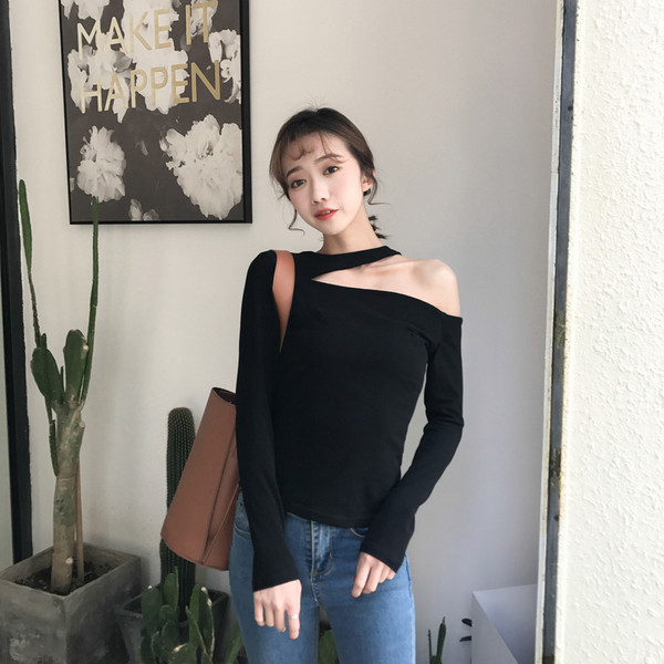 Γυναικείες μπλούζες με λαιμόκοψη O σε μαύρο και καφέ χρώμα