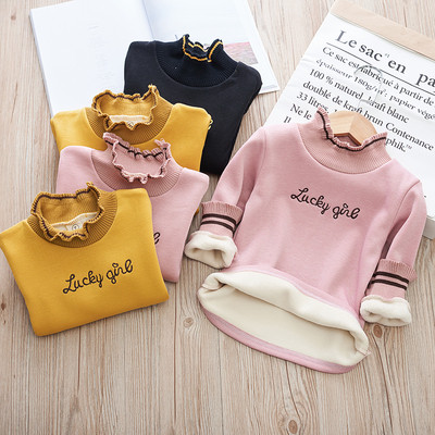Зимна детска блуза за момичета с мека подплата в няколко цвята 