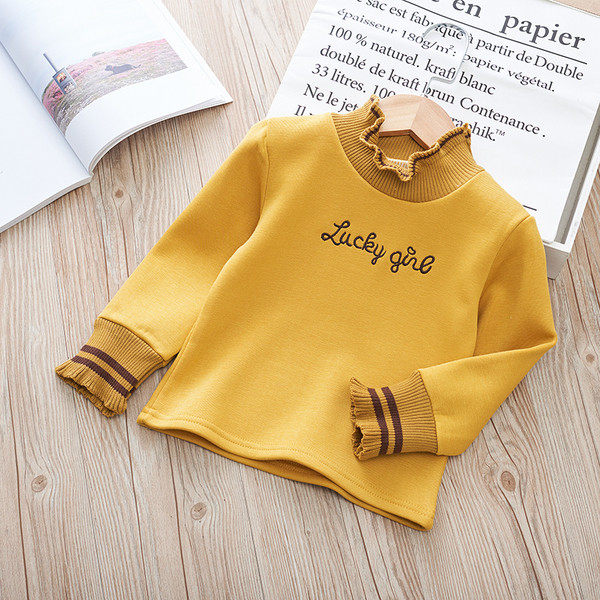 Χειμερινή παιδική μπλούζα για κορίτσια με απαλή επένδυση σε διάφορα χρώματα