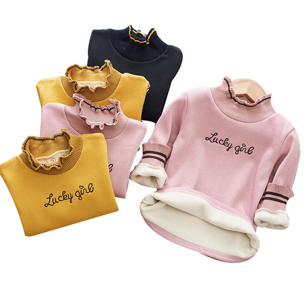 Χειμερινή παιδική μπλούζα για κορίτσια με απαλή επένδυση σε διάφορα χρώματα