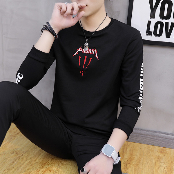 Модерна мъжка блуза с метални елементи и надпис в два модела