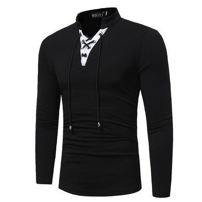 Aktuális férfi blúz, három színben, keresztkötéssel