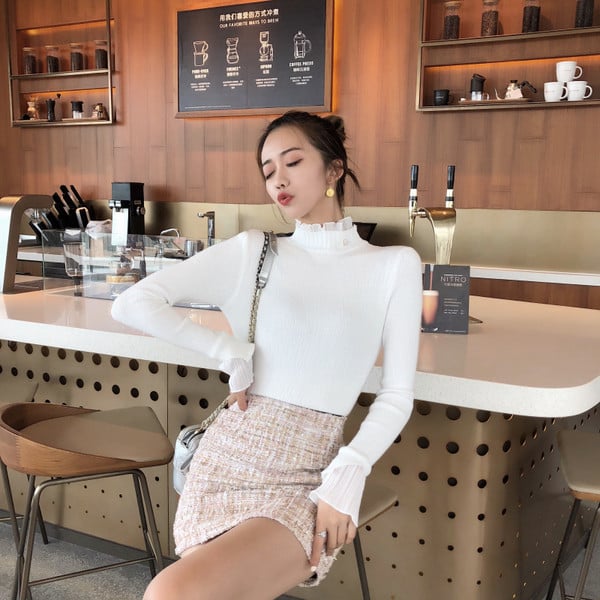 Stílusos női blúz O-nyakkal, négy színben