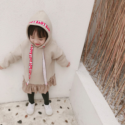 Καθημερινό παιδικό φόρεμα  με  κουκούλα σε δύο χρώματα