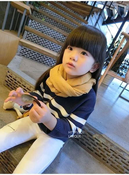 Μοντέρνα παιδική ριγέ μπλούζα για κορίτσια σε μπλε και ροζ χρώμα