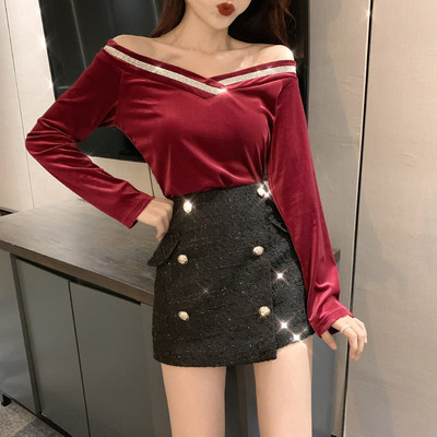 Γυναικεία βελούδινη μπλούζα  δύο χρωμάτων