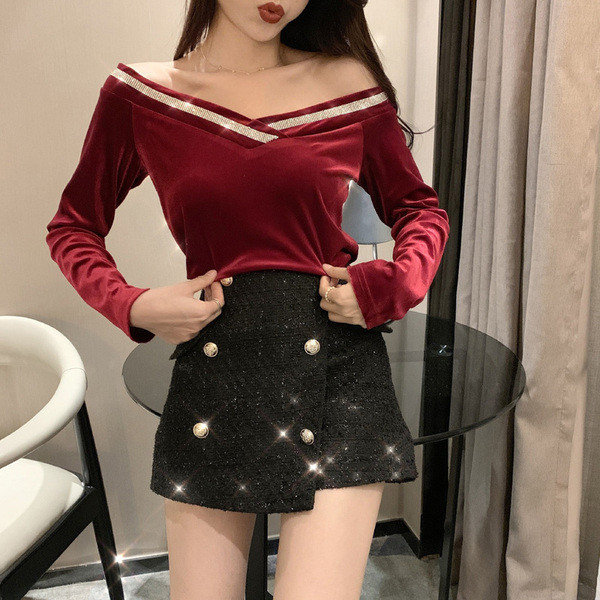 Γυναικεία βελούδινη μπλούζα  δύο χρωμάτων