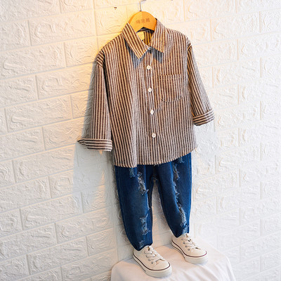 Μοντέρνο παιδικό ριγέ πουκάμισο για αγόρια σε δύο χρώματα