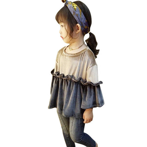 Bluza pentru copii stilata pentru fete din catifea in doua culori