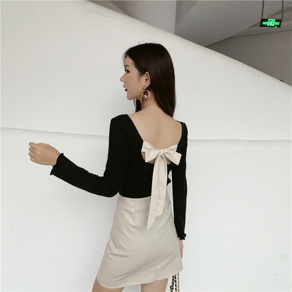 Stílusos női blúz, hátul szalaggal