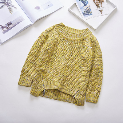 Χειμερινό παιδικό πουλόβερ για κορίτσια ασύμμετρη μοτίβο σε δύο χρώματα