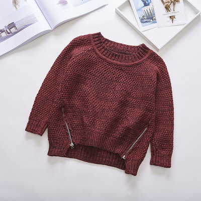 Χειμερινό παιδικό πουλόβερ για κορίτσια ασύμμετρη μοτίβο σε δύο χρώματα