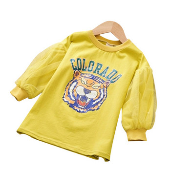 Παιδική μοντέρνα μπλούζα με στοιχείο τούλι και πολύχρωμη εφαρμογή σε διάφορα χρώματα