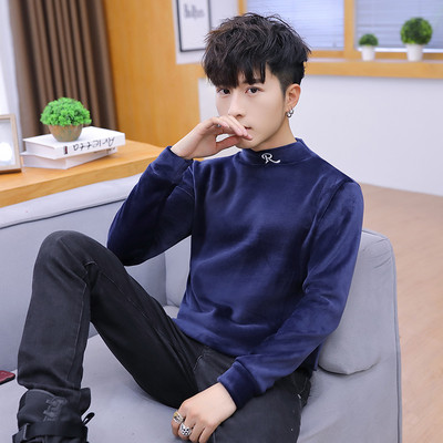 Modern férfi bársony blúz több színben felirattal