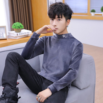 Modern férfi bársony blúz több színben felirattal