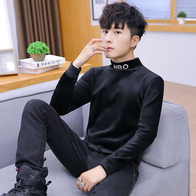 Modern férfi bársony blúz több színben felirattal