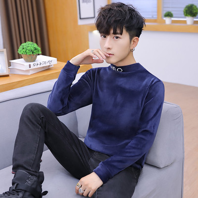 Modern férfi bársony blúz több színben felirattal