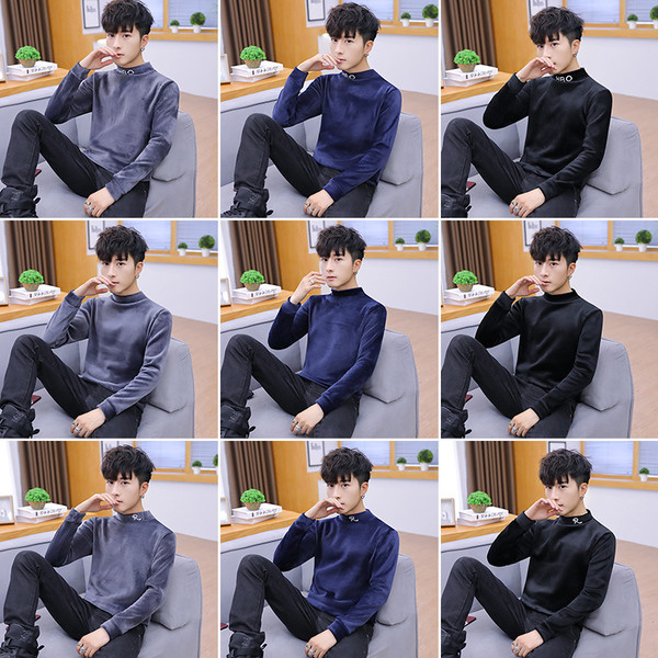 Modern férfi bársony blúz több színben felirattal