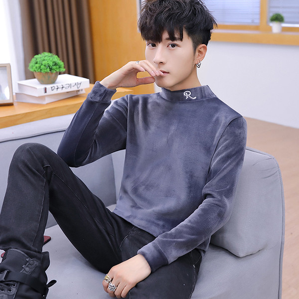 Modern férfi bársony blúz több színben felirattal