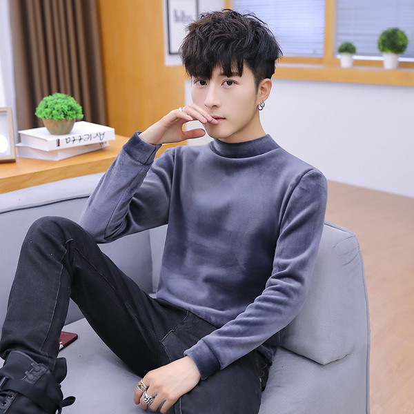 Modern férfi bársony blúz több színben felirattal