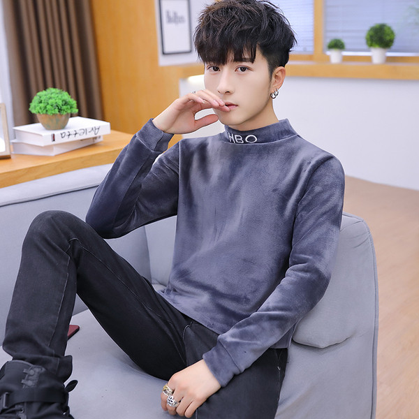 Modern férfi bársony blúz több színben felirattal