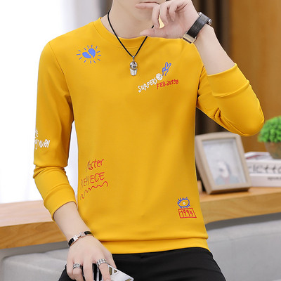 Casual ανδρική μπλούζα με πολύχρωμες εφαρμογές και μακριά μανίκια