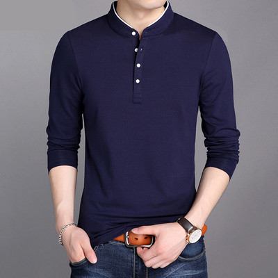 Μακρυμάνικη μπλούζα casual για άνδρες και κουμπιά σε έξι χρώματα