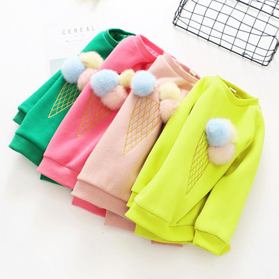 Актуална детска блуза за момичета с 3D -елемент в няколко цвята 