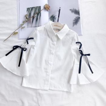 Μοντέρνο παιδικό πουκάμισο για κορίτσια σε λευκό χρώμα
