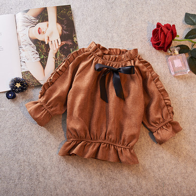 Παιδική μπλούζα  με ανυψωμένα μανίκια σε δύο χρώματα