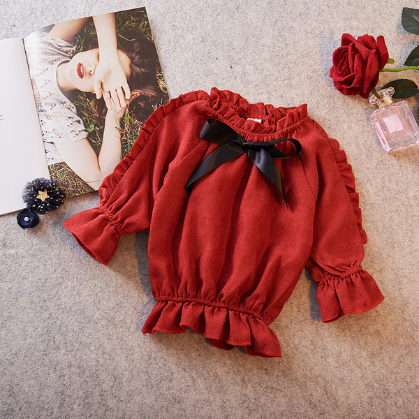 Παιδική μπλούζα  με ανυψωμένα μανίκια σε δύο χρώματα