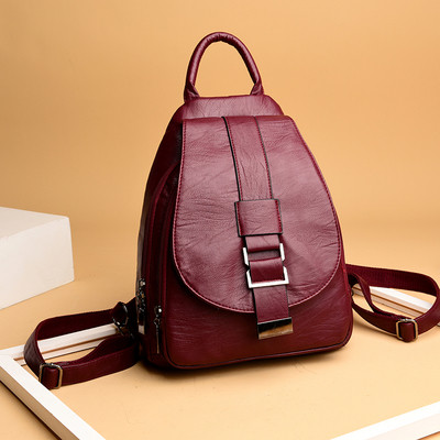 Rucsac de dama din piele ecologica in negru si rosu