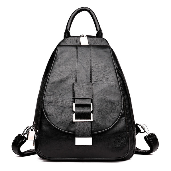 Rucsac de dama din piele ecologica in negru si rosu