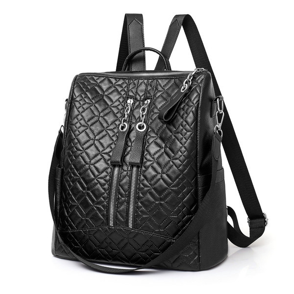 Női alkalmi hátizsák fekete színű cipzárral