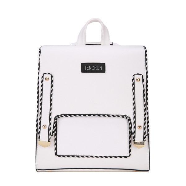 Rucsac de dama din piele ecologica alb-negru