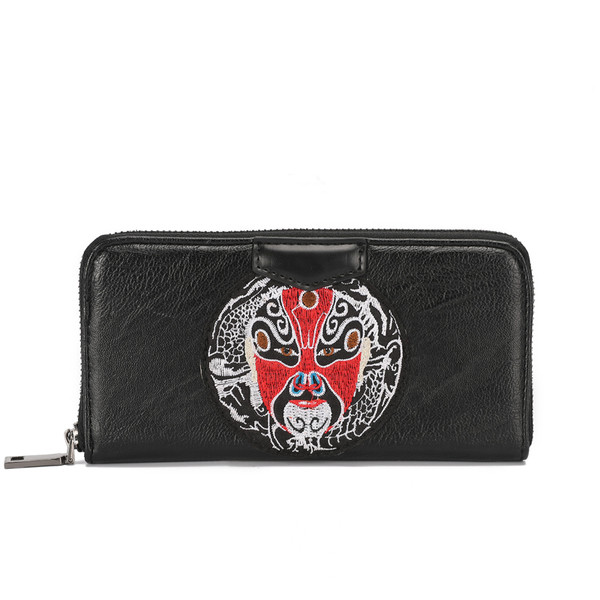 Portofel modern pentru bărbați cu broderie în negru