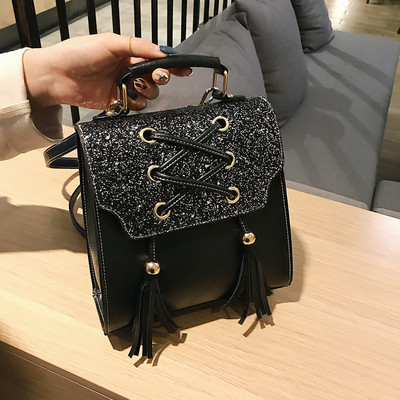 Modern női hátizsák brokáttal és keresztkötésekkel, többféle színben