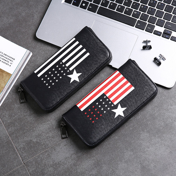 Ανδρικό πορτοφόλι με εφαρμογή και φερμουάρ σε δύο χρώματα