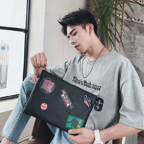 Modern férfi táska fekete színű rátéttel