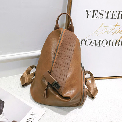 Rucsac de dama din piele ecologica in negru si maro