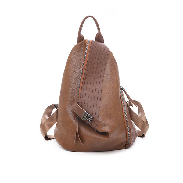 Rucsac de dama din piele ecologica in negru si maro