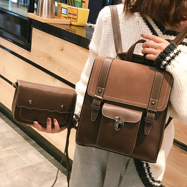 Női szett eko bőrből készült hátizsákkal és táskával több színben