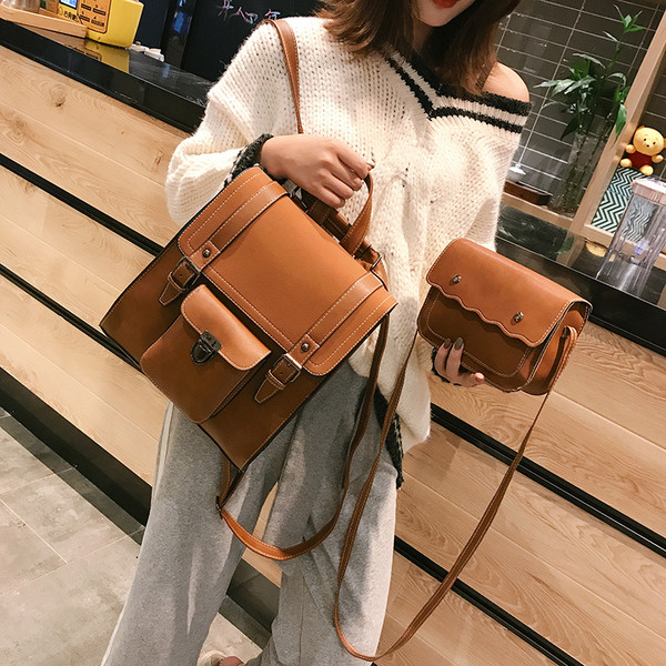 Női szett eko bőrből készült hátizsákkal és táskával több színben