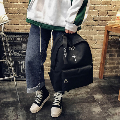 Daily backpack with embroidery in black - two models suitable for men and women