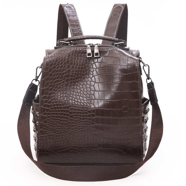 Modern női hátizsák eko bőrből, fém fűzőlyukakkal több színben