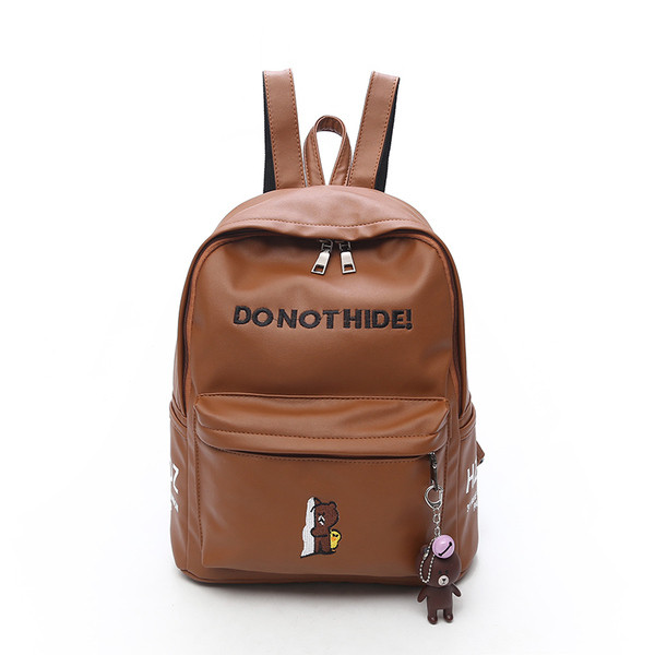 Μοντέρνο δερμάτινο σακίδιο με οικολογική δερμάτινη τσάντα με επιγραφή και κεντήματα σε διάφορα χρώματα